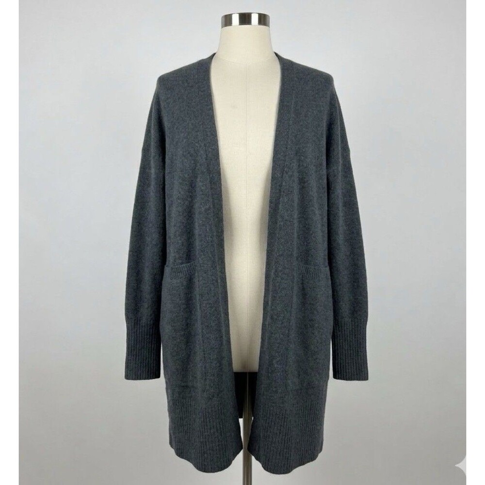 Banana Republic Fine Italian Yarn Charcoal Green Open-Front Cardigan Size Small